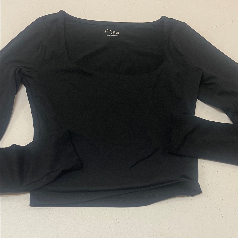 Hollister Black Long-Sleeve Square Neck Tee